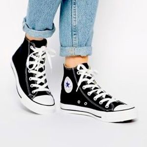 Women’s black high top converse